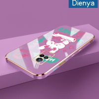 เคส Dienya สำหรับ Vivo V21e Y73 2021เคสการ์ตูนน่ารักลายโชคดีน่ารักใหม่กรอบสี่เหลี่ยมชุบซิลิก้าเจลนิ่มเคสมือถือเลนส์กล้องถ่ายรูปฝาครอบป้องกัน