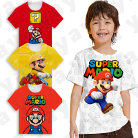 * YAYA * 2023เสื้อยืดพิมพ์ลาย3d ภาพยนตร์ Super Mario Bros สำหรับแขนสั้นเด็กเด็กชายและเด็กหญิง