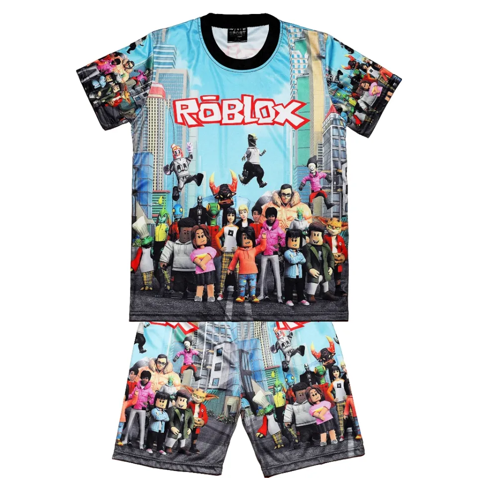 Kids Jersey Terno Roblox T-shirt Shorts for Kid Boy Printed Party Game  Shirts [ 5-12 Years Old]