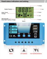 เครื่องควบคุมการชาร์จพลังงานแสงอาทิตย์ LCD 20A 10A 12V/24V ที่ที่ชาร์จแบตเตอรี่น้อยกว่า200W ชุดหลอดไฟบ้านแผงโซล่า