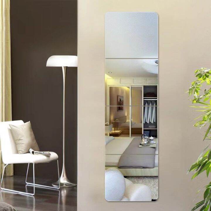 Large Frameless FullLength Mirror HD Glass Surface SelfAdhesive Wall