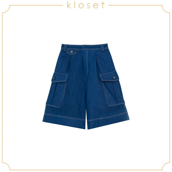 kloset-side-pocket-pants-pf21-p003-กางเกงขาสั้น-ผ้าพื้น-กางเกงผู้หญิง-กางเกงแฟชั่น