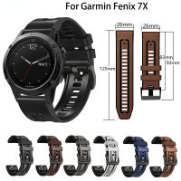 สายรัดเล่นกีฬา26มม. สำหรับ Garmin Fenix สายหนังติด7X สมาร์ทวอท์ชแฟชั่นสายรัดข้อมือสายข้อมือสำหรับเปลี่ยนแบบปลดได้อย่างรวดเร็ว