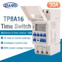 Timer switch din rail digital TP8A16 weekly programmable electronic microcomputer time switch 220V 230V 6A-30A 12V AC bell ring