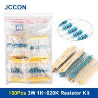 150Pcs 3W 1K~820K Metal Film Resistor Assorted Kit 30Values x 5Pcs=150Pcs Sample Kit Color Ring Resistance 1K 1K5 2K