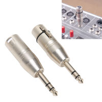 อะแดปเตอร์เป็น XLR ตัวผู้สเตอริโอ1/4นิ้วตัวเรือนโลหะทั้งหมด2ชิ้นการส่งสัญญาณแบบไม่สูญเสีย1/4 TRS 3Pin เป็น XLR ตัวผู้สำหรับไมโครโฟน