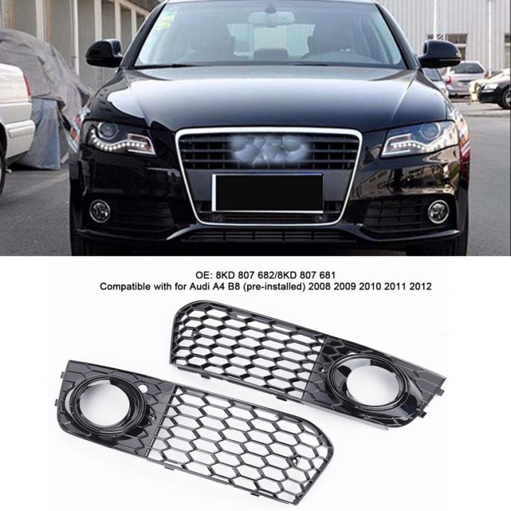 2x-morden-style-front-bumper-grill-car-styling-honeycomb-fog-light-grill-mesh-for-audi-a4-b8-2008-2012-8kd807682-8kd807681