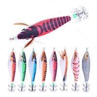 8Pcs 9.6G 10cm Luminou Squid Jig Fishing Wood Shrimp Lure Squid Cuttlefish Jigs Lures Fishing Baits