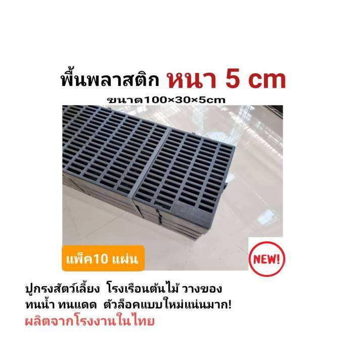 แพ็ค-10-ชิ้น-new-พื้นพลาสติก-ขนาดใหม่-หนา-5-เซน-30x100x5cm-แสลท-ปูพื้น-วางของ-ปูกรงสัตว์เลี้ยง-ชั้นวางตันไม้-โรงเรือน