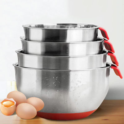 2021Stainless Steel Mixing Bowls With lid Handle Non-Slip Silicone Base DIY Cake Baking Mixer Bowl Salad Grater Kitchen Cooking Tool