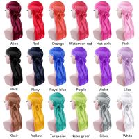 【YF】 Satin Durag Turban Hat Wigs Biker Headwrap Pirate Cap For Men Hair Accessories Long Tail Straps Bandanas 1Pcs