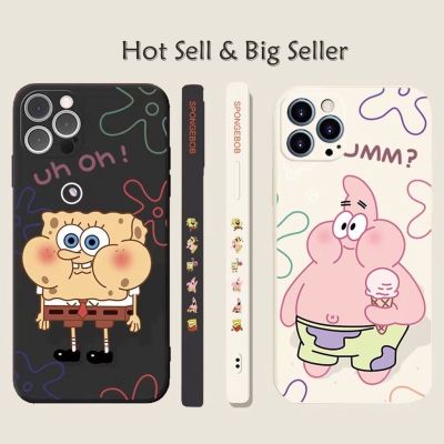 SpongeBob &amp; PatrickStar Redmi 10 9T 9A 9C 9 Note 10 9 8 Pro 9T Xiaomi Poco M3 Pro X3 NFC Mi 11 lite 10T Pro Side Stripe Casing Anime Silicone Soft Cover