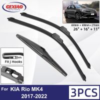 สำหรับ KIA Rio MK4 2017-2022รถด้านหน้าด้านหลังใบปัดน้ำฝนยางนุ่มกระจกปัดน้ำฝนกระจกรถยนต์26 "16" 11 "2019 2020 2021