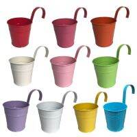 10Pcs Multicolor Metal Iron Hanging Flower Pots Succulent Bucket Countryside Plants Holders Balcony Herbs Planter with Detachab