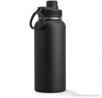 ℡☂ hrgrgrgregre Garrafa de Água Esportiva Isolada a Vácuo Viagem à Prova Vazamento Punho Paracord Sobrevivência Aço Inoxidável 1000ml 32 oz