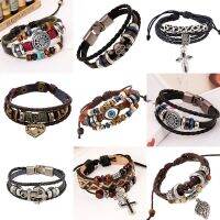 Korean style personalized punk bracelet for male and female students couples cross anchor skull bracelet set gift