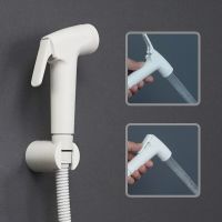 White Hand Held Toilet Bidet Sprayer Bathroom Shattaf With Pressing Button Portable Hand Shower Head High Pressure Douche Kit
