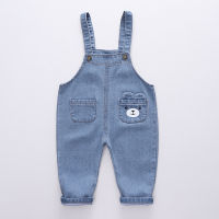 New Spring Autumn Cotton Cartoon Pattern Children Boys Fashion Denim Camisole Jeans Pants 0-4 Years Kid Overall Long Pants