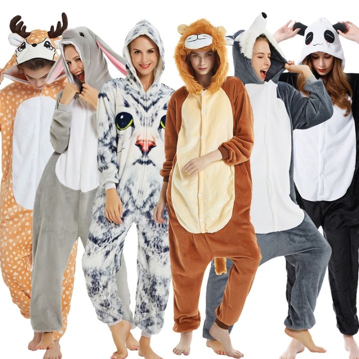 Ready Stock😎】 Pijama de franela dibujos animados para hombre mujer ropa dormir invierno mono unicornio Panda Cosplay | Lazada PH
