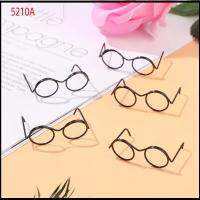 5210A 5PCS แฟชั่น น่ารัก ของเล่นเด็ก โลหะผสม สีดำ กรอบกลม เลนส์ แว่นตาตุ๊กตา