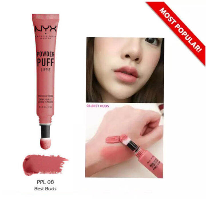 NYX Powder puff lippie lip cream PPL08 Best buds ลิปสติกหัวคุชชั่นแบบ