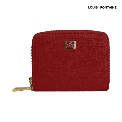 Louis Fontaine กระเป๋าสตางค์พับสั้น ซิปรอบ รุ่น Lucky - สีแดง