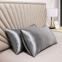 2pcs Pillowcase Artificial Silk Soft Breathable Skin-friendly Solid Color Cushion Cover With Hidden Zipper Satin Pillow Case For Hair Skin 51x76cm