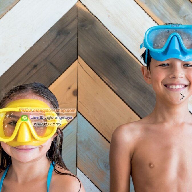 snorkel-แว่นดำน้ำ-snorkel-แว่นตาดำน้ำ-intex-sea-scan-swim-masks-สีฟ้า-สีเหลือง