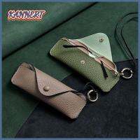 KANNERT พร้อมสายคล้อง กระเป๋าใส่แว่นตา หนังพียู ป้องกันแรงกด เคสลายแว่นตา เรโทร ฝาครอบป้องกันสำหรับป้องกัน สำหรับผู้หญิง