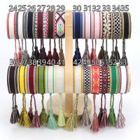 Brand Designer Jewelry Handmade Signature Embroidered Color Cotton Bracelet Women Men Woven Tassel Adjustable Bracelet With Logo