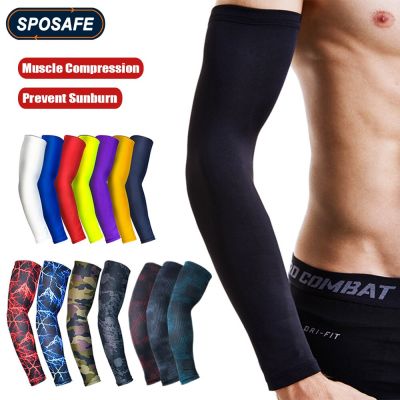 2Pcs/Pair Long Arm Sleeves UV Protection Compression Sports Sleeve Cycling Hiking Golf Basketball Driving Fishing Elbow Cover Sleeves