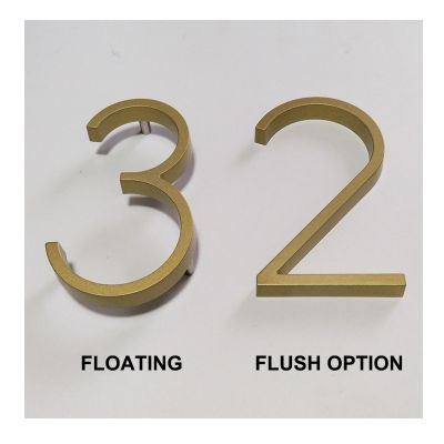 【LZ】►◄  5 in Golden Floating Modern House Number Gold Door Home Address Numbers for House Digital Outdoor Sign Plates 5 In.  8