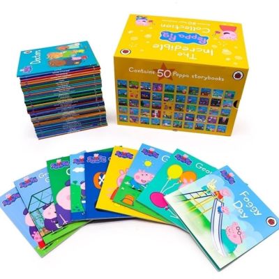 BOX SET!! Peppa pig ชุดหนังสืออ่านภาษาอังกฤษ peppa story books 50เล่ม Serie 2 กล่องเหลือง