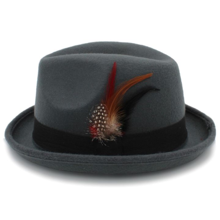 fedora-หมวกขนสัตว์สักหลาดสําหรับฤดูใบไม้ร่วงฤดูหนาวผู้ชาย