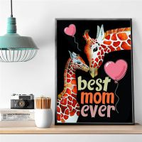 Street art animal giraffe baby and mother love mother love posters and prints canvas painting living room wall art pictures