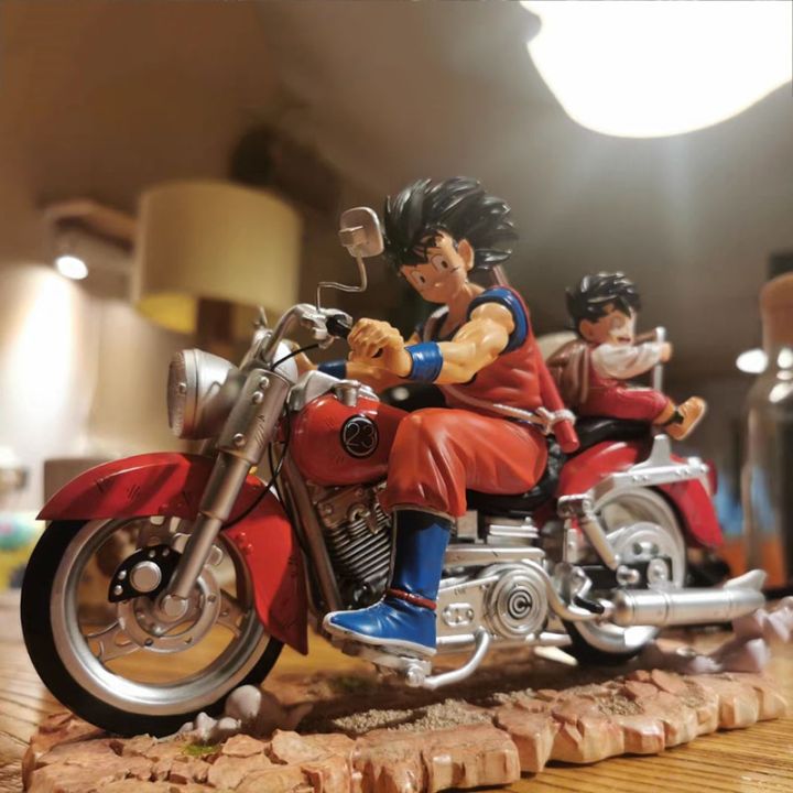zzooi-15cm-dragon-ball-action-figure-gk-motorcycle-son-goku-and-son-gohan-figure-pvc-haulage-motor-father-and-son-collection-model-toy