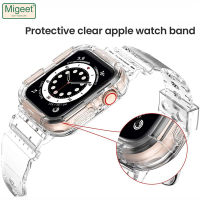 สายเคสสำหรับ Apple Watch Migeet ใหม่ล่าสุดสายยืดกีฬา7 6 SE 5 4 3 2 1ซิลิโคนโปร่งใสสำหรับ I Watch 7 6 SE 5 4สาย40มม. 44มม. 41มม. 45มม. สำหรับ Apple Watch 1/2/3 38Mm 42Mm