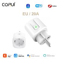 [Hot A] CoRui Tuya WiFi/ZigBee ปลั๊กอัจฉริยะ20A ปลั๊กไร้สายจับเวลา EU การควบคุมด้วยเสียงระยะไกลพร้อมจอมอนิเตอร์พลังงานผ่าน Alexa Google Home