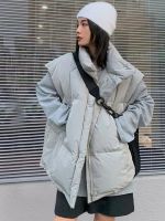 【YP】 Colete solto puffer colete para mulher streetwear oversize à prova de vento sem mangas jaqueta feminina casual leve outwear