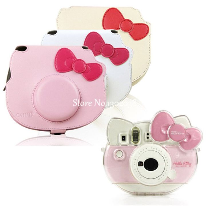 กระเป๋าเคสใส่กล้องหนัง-pu-เปลือกคริสตัลโปร่งใสสำหรับกล้อง-fujifilm-instax-mini-kitty