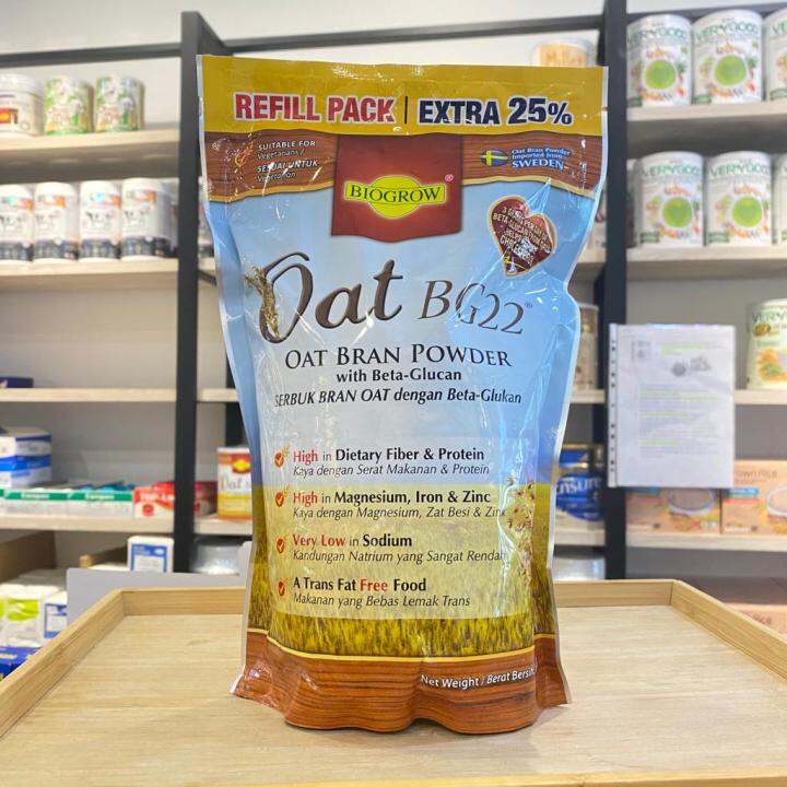 Biogrow Oat BG22 Oat Bran Powder 600g with BetaGlucan Serbuk Bran Oat dengan BetaGlukan Lazada