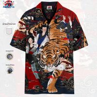 เสื้อเชิ๊ตฮาวายแบบPremium กระดุมกะลา มีกระเป๋า เน้นต่อลายเนียน Chiness tiger legend