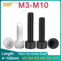 ∋▼♂  5 50pcs M3 M4 M5 M6 M8 M10 Black/ White Nylon Hexagon Hex Socket Head Screw Cup Head Knurled Plastic Bolt for insulation use