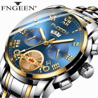 FNGEEN Fashion Mens Watch Quartz Classic Wristwatch Steel Luxury Calendar Date Business Watch Men relogio masculino de luxo 【BYUE】