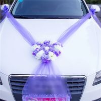 【DT】 hot  Heart-shaped rose simulation flower wedding car decoration door handle ribbon silk flower bridal car decoration