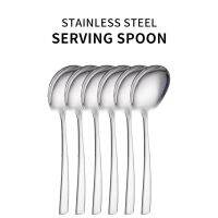 6pcs Thick Stainless Steel Spoon Party Banquet Buffet Kitchen Household Service Spoon Big Spoon Spoon Set Dropshipping