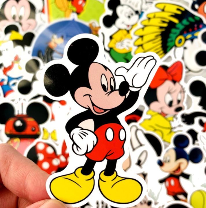 พร้อมส่ง-50ชิ้น-mickey-mouse-มิกกี้-เมาส์-มิกกี้เม้าท์-sticker-พลาสติกกันน้ำ-สีคมชัด-ตัวอย่างด้านในจ้า