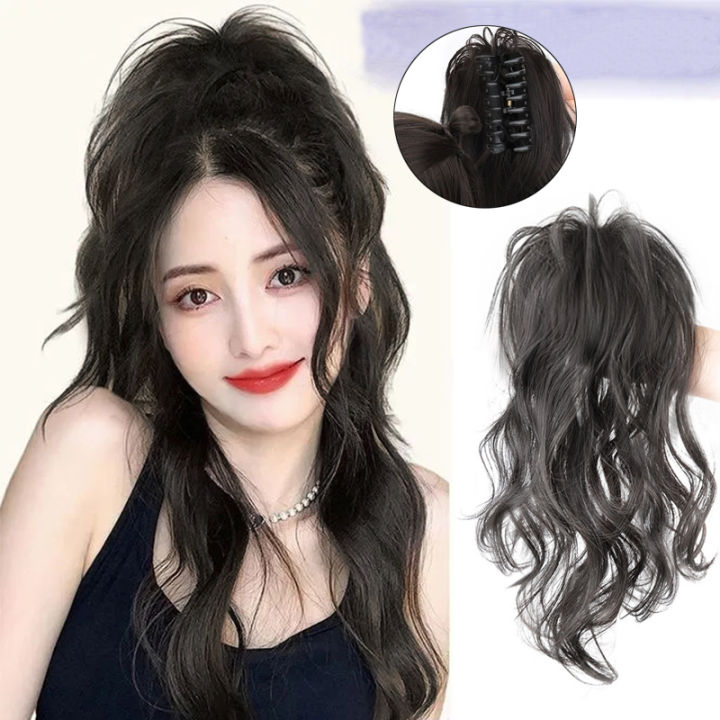 Natural Curly High Ponytail Wig Hair Extension Claw Clip Ponytail Curly ...