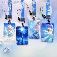 Cartoon Disney Frozen Elsa Princess Lanyard Credit Card ID Holder Bag Student Women Travel Bank Bus Business Card Cover Badge
