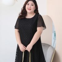 COD IOED95 Black high waist midi skirt 2020 new plus fat plus size 200 kg lace dress female summer fat mm slim